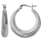 Target Women's Polished Graduated Hoop Earrings In Sterling Silver - Gray