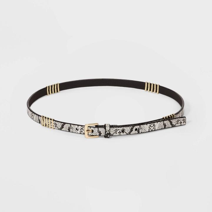 Women's Snake Print Thin Belts With Metal Wrap - A New Day Snake Xl, Women's,