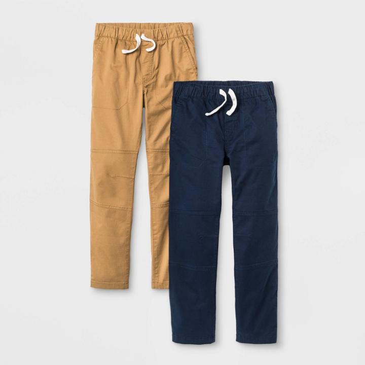 Boys' 2pk Pull-on Pants - Cat & Jack Brown/blue