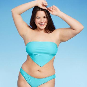Women's Hankerchief Bandeau Bikini Top - Wild Fable Neon Blue