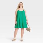 Women's Plus Size Sleeveless Tiered Gauze Dress - Universal Thread Green