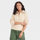 Women's Mock Turtleneck Quarter Zip Pullover Sweater - Universal Thread Cream