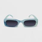 Women's Tie-dye Print Rectangle Sunglasses - Wild Fable Blue