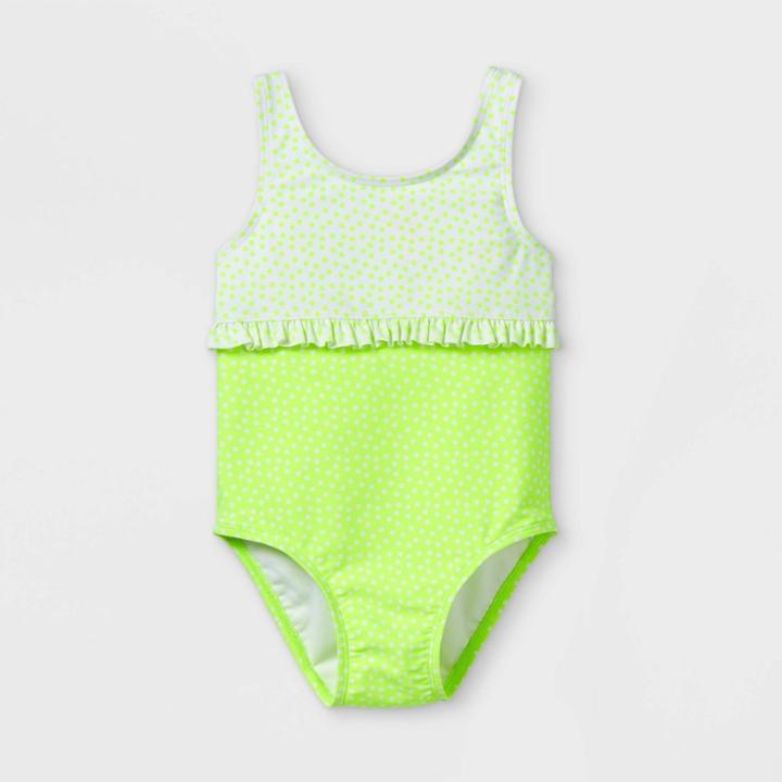 Toddler Girls' Polka Dot Bodice Ruffle One Piece Swimsuit - Cat & Jack