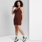 Women's Plus Size Sleeveless Knit Bodycon Dress - Wild Fable Brown Check
