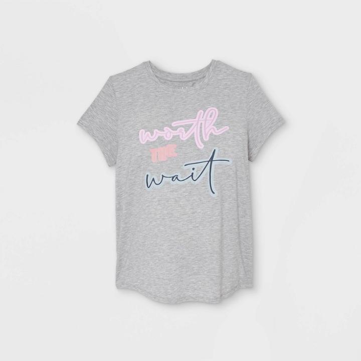 Maternity Short Sleeve Worth The Wait Graphic T-shirt - Isabel Maternity By Ingrid & Isabel Gray