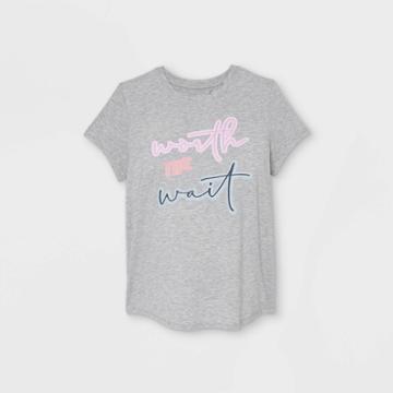 Maternity Short Sleeve Worth The Wait Graphic T-shirt - Isabel Maternity By Ingrid & Isabel Gray