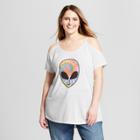 Modern Lux Women's Plus Size Alien Cold Shoulder Short Sleeve Graphic T-shirt - Modern
