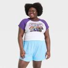 Women's Bratz Ringer Plus Size Short Sleeve Cropped Graphic T-shirt - White