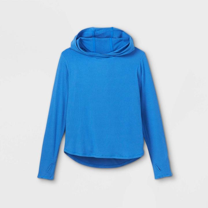 All In Motion Girls' Soft Rib Long Sleeve Hoodie - All In