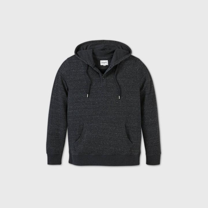 Men's Big & Tall Standard Fit Light Weight Henley Hoodie - Goodfellow & Co Gray