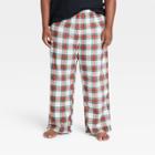 Men's Big & Tall Holiday Tartan Plaid Fleece Matching Family Pajama Pants - Wondershop Cream