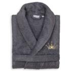 S/m Terry Bathrobe With Cheetah Crown Embroidery Gray - Linum Home Textiles