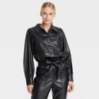 Women's Bishop Long Sleeve Button-down Shirt - Who What Wear Black
