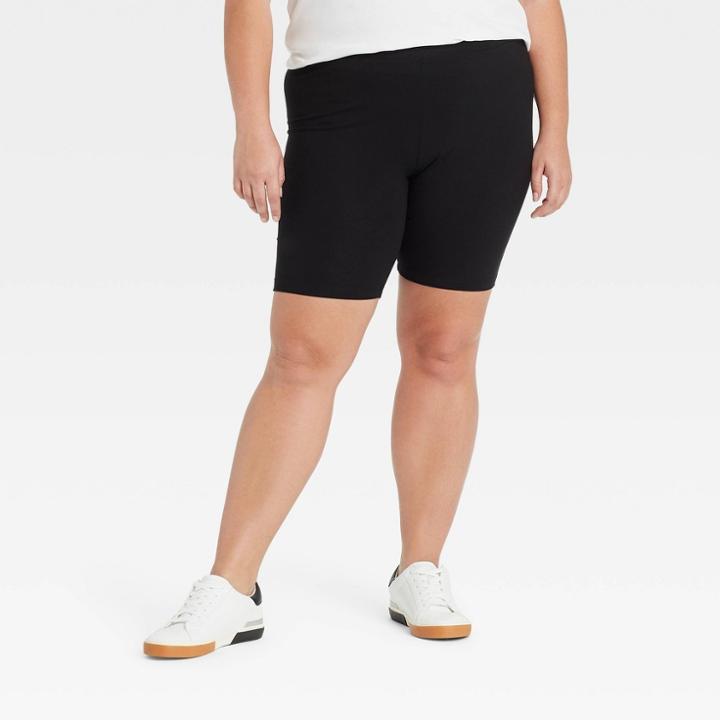 Women's Plus Size Bike Shorts - Ava & Viv Black X