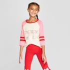 Girls' Xoxo Baseball 3/4 Sleeve T-shirt - Cat & Jack Almond Cream