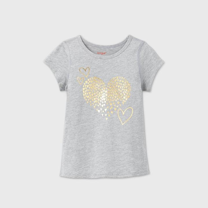 Toddler Girls' Adaptive Hearts Graphic T-shirt - Cat & Jack Gray