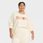 Grayson Threads Women's Plus Size Thankful Graphic Sweatshirt - Ivory