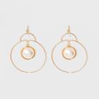 Hoops With Inner Simulated Pearl Drop Earrings - A New Day Gold