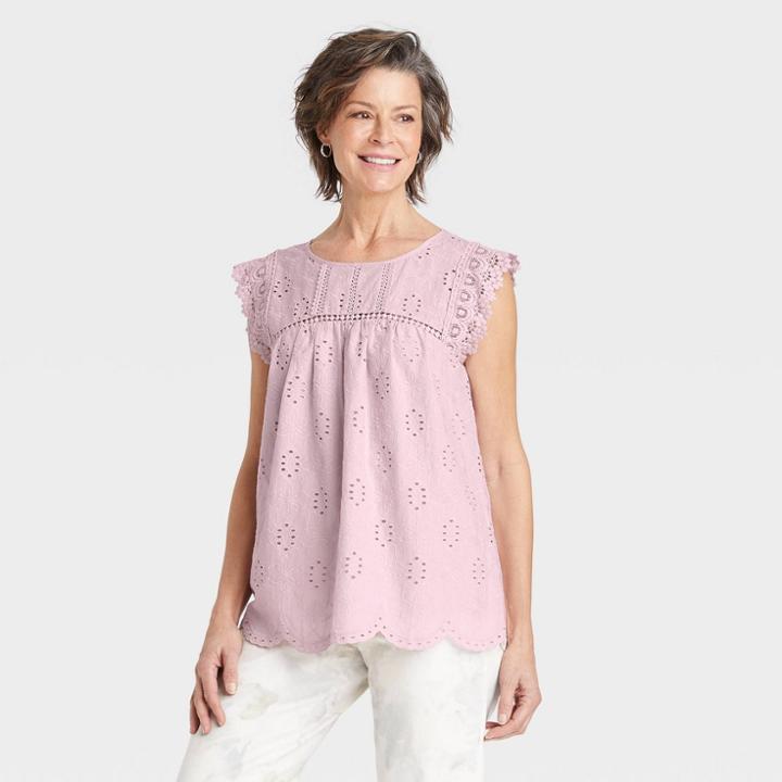 Women's Eyelet Tank Top - Knox Rose Lilac Purple