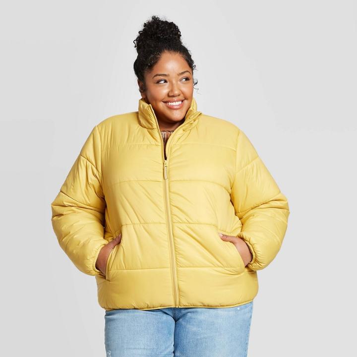 Women's Plus Size Puffer Jacket - Universal Thread Gold