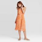 Women's Floral Print Sleeveless Dress - A New Day Orange