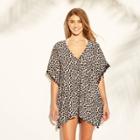 Women's Pom Pom Trim Kaftan Cover Up - Xhilaration Leopard Print S, Size: