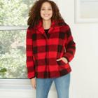 Women's Plaid Long Sleeve Check Jacket - Knox Rose Black/red