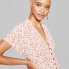 Women's Floral Short Sleeve Collared Button-down Dress - Wild Fable Blush