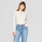 Women's Long Sleeve Waffle Knit Top - Knox Rose Gray