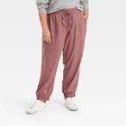 Women's Plus Size High-rise Woven Ankle Jogger Pants - A New Day Light Purple