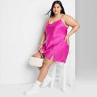 Women's Plus Size Lace Trim Slip Dress - Wild Fable Vibrant Pink