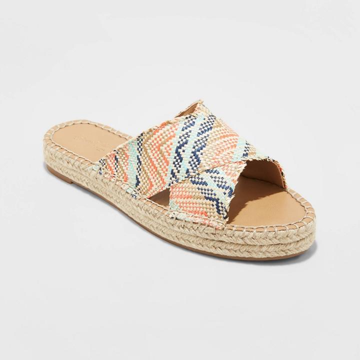 Women's Sonya Woven Cross-band Slide Sandals - Universal Thread Coral 10, Women's, Pink
