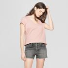 Women's Short Sleeve V-neck T-shirt - Universal Thread Pink