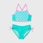 Girls' Halter 2pc Mermaid To Shine Bikini Set - Cat & Jack Aqua