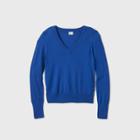 Women's V-neck Pullover Sweater - A New Day Blue
