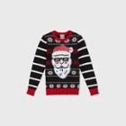 Well Worn Boys' Dino Santa Pullover Sweater - Black