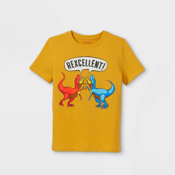 Boys' Dinosaur Short Sleeve Graphic T-shirt - Cat & Jack Mustard