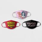 Kids' 3pk Wonder Woman Face Mask, Black/blue/pink