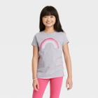 Girls' Valentine's Day 'heart Rainbow' Short Sleeve Graphic T-shirt - Cat & Jack Heather Gray