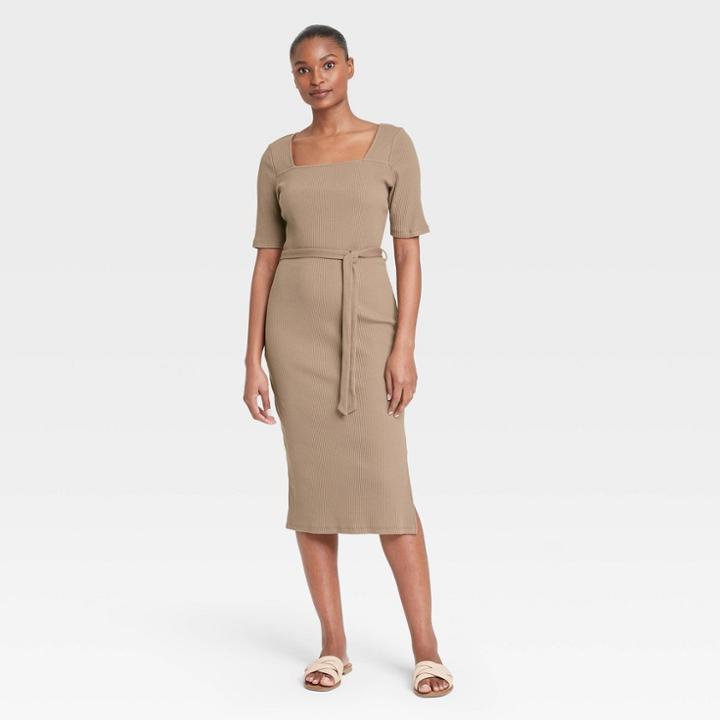 Women's Short Sleeve A-line Dress - Who What Wear Gray