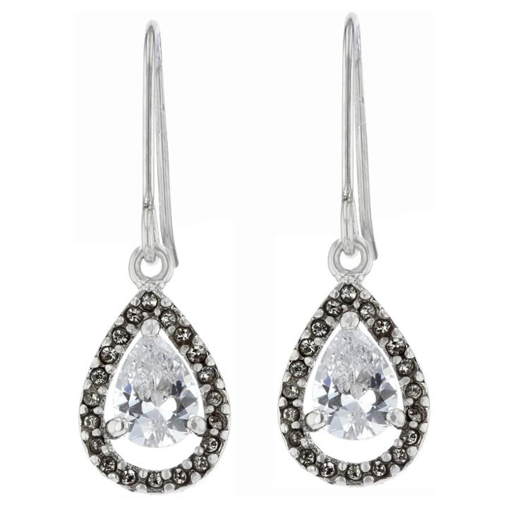 Distributed By Target Dangle Drop Earrings Plated Brass Cubic Zirconia Halo Teardrop -