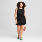 Women's Plus Size Crepe Romper - A New Day Black