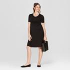 Maternity Short Sleeve Twist Knit Dress - Isabel Maternity By Ingrid & Isabel Black