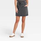 Women's High-rise Tie-waist Denim Mini Skirt - Universal Thread Black