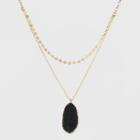 Sugarfix By Baublebar Druzy Pendant Layered Coin Bead Necklace - Black, Women's