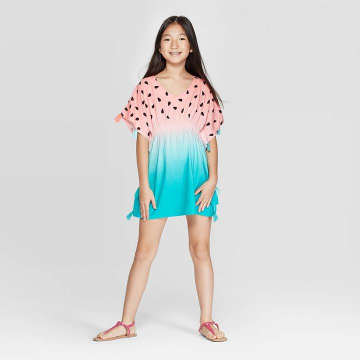 Girls' Watermelon Cover-up With Tassels Dress - Cat & Jack Pink L, Girl's,