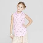 Plus Size Girls' Bee Print Tie Front Button-down - Cat & Jack Purple