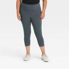 Women's Plus Size High-waisted Capri Leggings - Ava & Viv Charcoal X, Grey