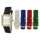 Peugeot Watches Women's Peugeot Crystal Bezel 5 Interchangeable Leather Strap Watch